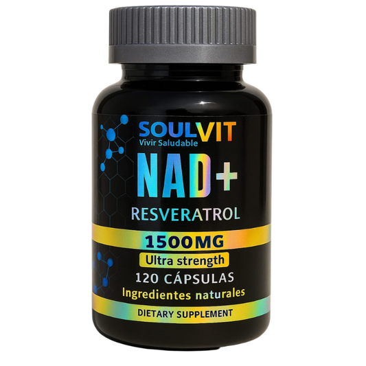 NAD+ con Resveratrol 1500 mg – 120 Cápsulas | Suplemento Antioxidante y Energizante Natural