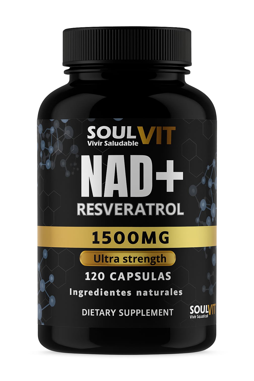 NAD+ con Resveratrol 1500 mg – 120 Cápsulas | Suplemento Antioxidante y Energizante Natural