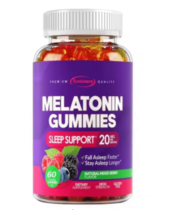 Melatonina 20 mg en Gominolas – Sueño Profundo y Natural | 60 Cápsulas | Alta Potencia