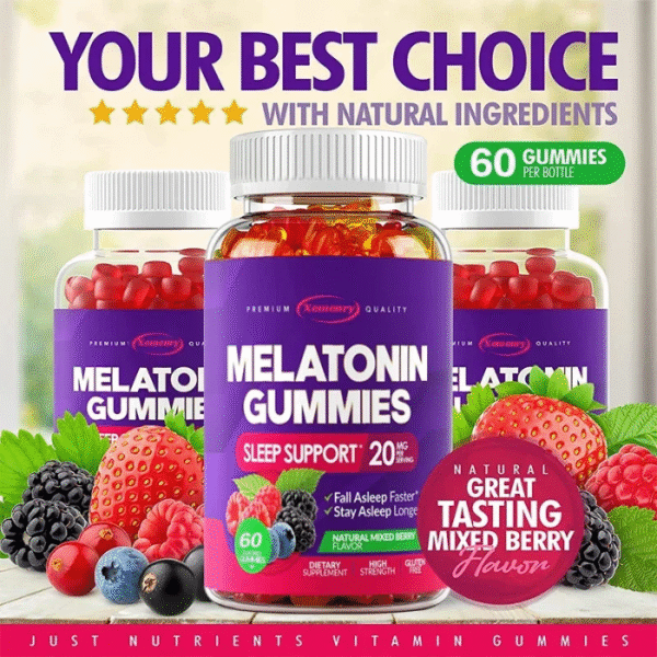 7 Melatonina 20 mg en Gominolas – Sueño Profundo y Natural | 60 Cápsulas | Alta Potencia