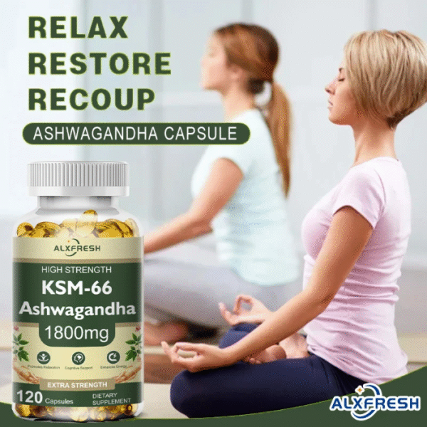 Ashwagandha 1800 mg Extra Fuerte | Antiestrés Natural, Energía y Enfoque | 120 Cápsulas